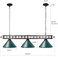 Vista 4 de Wellmet Luz de mesa de billar de 59 pulgadas, 3 luces colgantes para mesa de billar, luces de billar ajustables para mesa de billar de 7 pies, 8
