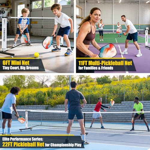 image for Fostoy Pickleball Set Net with Wheels, Portable 3in1 Pickle Ball Net w