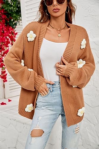 Image of Womens Y2K Cute Cardigan Sweaters Open Front Cropped Flower Knit Jacket Vintage Preppy Aesthetic 90s Clothes Kawaii Sweater