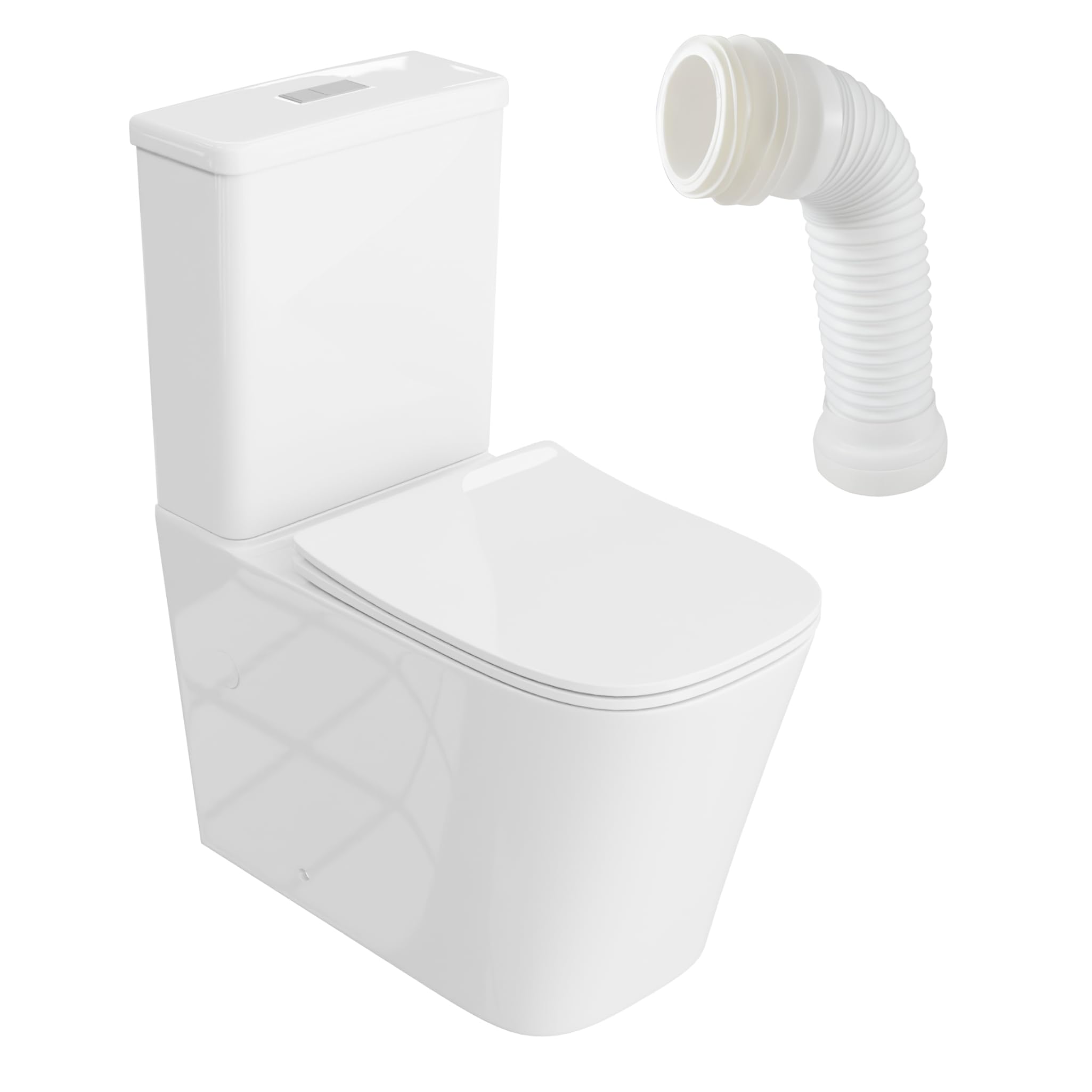 LAVITA TRYTON WC Monobloc Blanc Avec Réservoir De Chasse Intégré, Couvercle à Abaissement Automatique, Céramique Sans Bord, Cuvette Debout