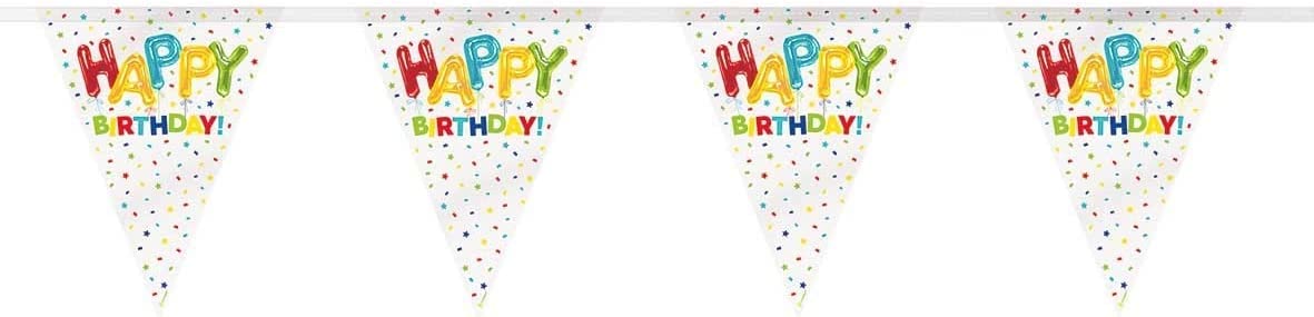 12ft Happy Balloon Birthday Plastic Flag Banner