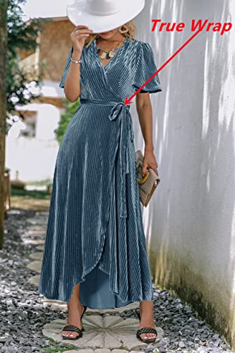 Image of BerryGo Women's Velvet V Neck Wrap Semi Formal Dress Cocktail Party Maxi Dress for Wedding Guest