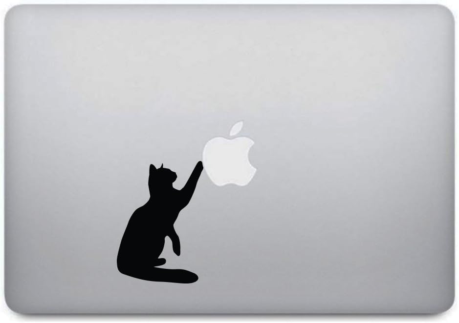 aspace Enposmre Black Cat MacBook Decal - Kitten Curious Cat Kitty Sticker Removable Vinyl Skin for Apple MacBook Pro Air Mac Laptop - Black