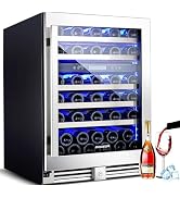 BODEGA 24 Inch Wine Cooler,56 Bottle Wine Refrigerator Dual Zone, Built-In and Freestanding Wine ...