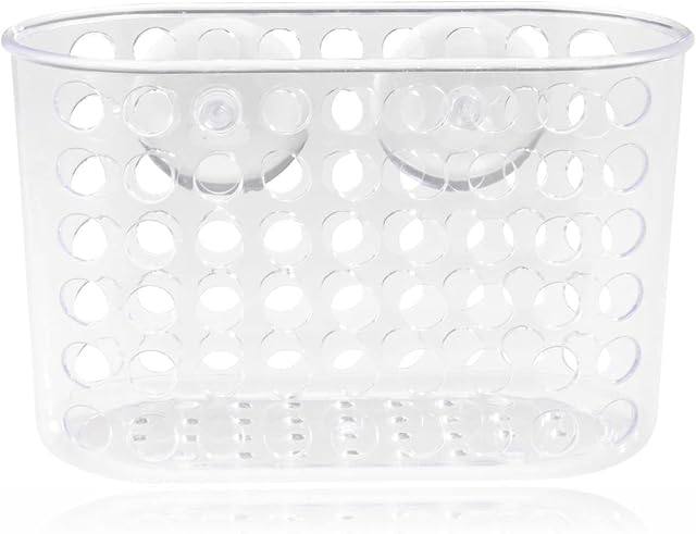 shampoo bottle holder with Two Strong Suction Cup bottle Holder For The Shower Sponge Holder For Bathroom And Kitchen Clear Ideal Space Saver 1pc (Plastic bottle holder)