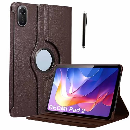 Image of ProElite Cover for Xiaomi Redmi Pad 2 11 inch Case Cover, 360 Rotatable Smart Flip Case Cover for Xiaomi Redmi Pad 2 11 inch Tablet with Stylus Pen, Brown
