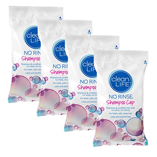 No-Rinse Shampoo Cap By Cleanlife Products (Pack Of 4), Shampoo And Condition Hair With No Water Or Rinsing - Microwaveable, Rinse-Free, Latex-Free And Alcohol-Free #TOP15