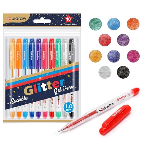 Set de 10 bolígrafos gel con purpurina Liquidraw miniatura 1