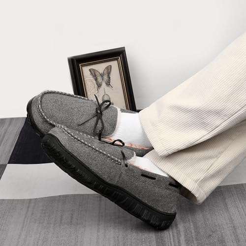 Image of MIXIN Mens Slippers Indoor Outdoor Memory Foam House Shoes Anti-Slip Moccasins Slippers for Men