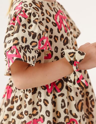 Toddler Girl Dress with Bow Hair Tie Ruffle Shortsleeve Dresses Cute Gilrs Summer Outfit4