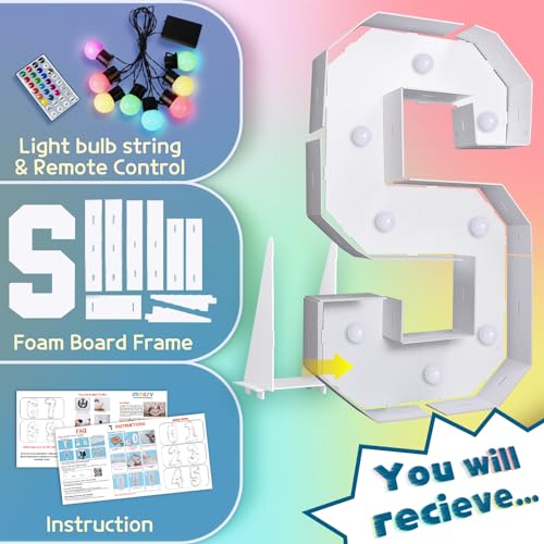 Image of Imprsv Colorful 3FT Marquee Letters S, 18 Colors Large Light up Letters