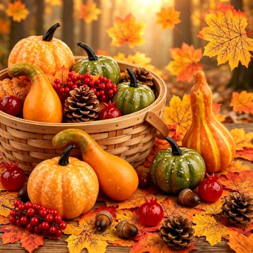 ULIANZCL Small Artificial Pumpkin Autumn Fall Harvest Decoration 57pcs