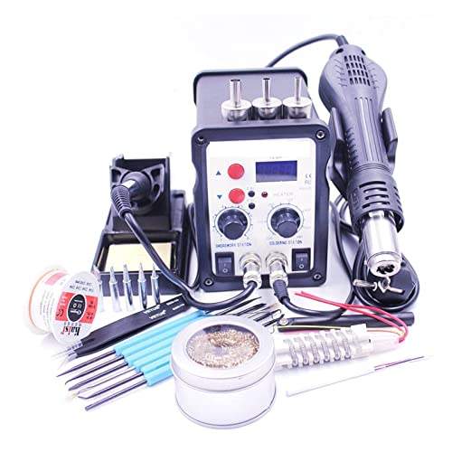 Stazione saldante, 2 in 1 Stazione di saldatura 8586 700W Ferro di saldatura ad aria calda BGA Riparazione della saldatura della pistola ad aria calda di desolamento della stazione di ripiani per rila