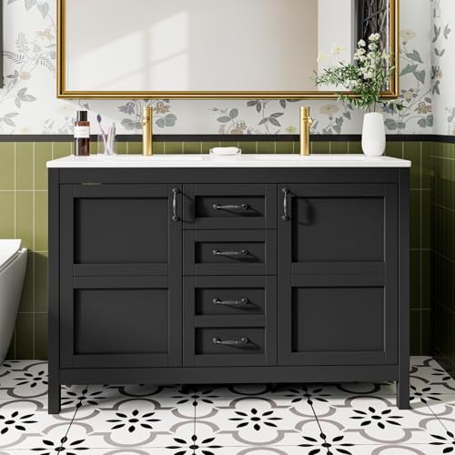ELEVACHIC 48in Black Double Sink Vanity