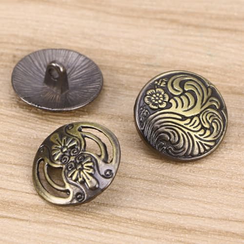 Boutons ronds vintage en alliage de zinc pour mercerie créative et habillement - 7
