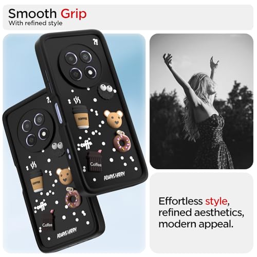 Image of Pikkme Back Cover for Realme Narzo 70x 5G / N65 / Realme 13 /12 / 12X 5G / C65 | Cute Fun Cartoon 3D Bear Silicone Full Body Protection Bumper Cover (Black)
