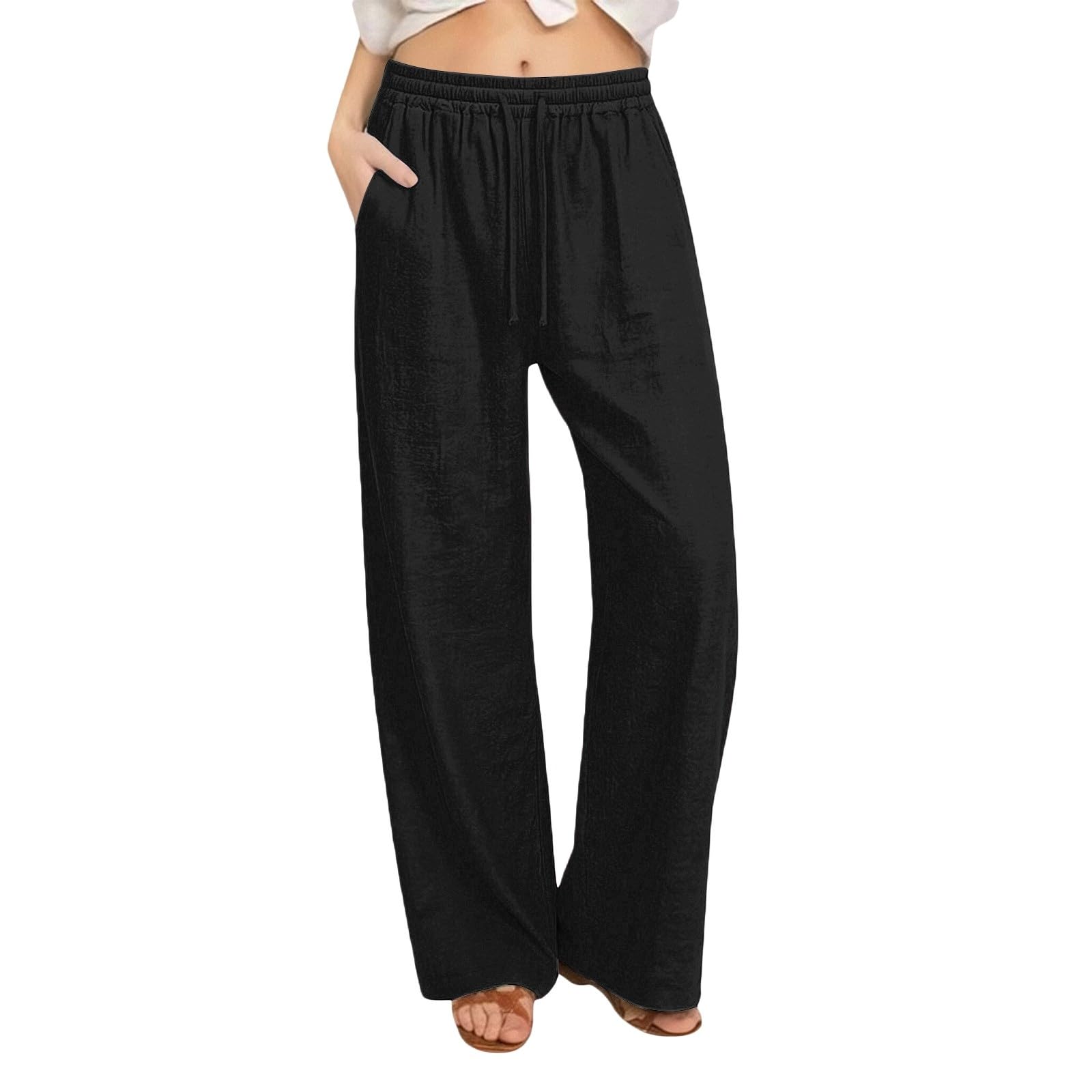 Pantalon décontracté jambe droite fluide grande taille stretch - 5