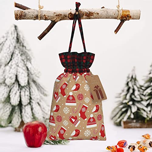Christmas Drawstring Gift Bags Christmas-Sock-Clothes-Decoration Buffalo Plaid Drawstring Bag Party Favors Bags #TOP3