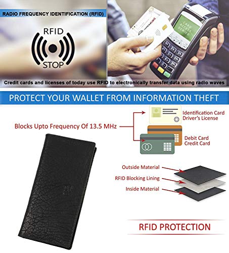Image of RFID Blocking Mens Genuine leather Bifold Long Wallet