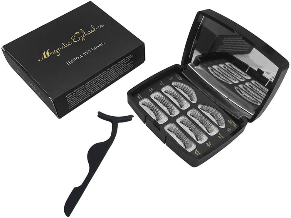 Magnetic Eyelashes, Yithings Handmade 3D False Eyelashes Reusable Fake Eyelashes with Natural Soft Fiber 3 Magnets with Tweezers (2Pairs/8Pieces)
