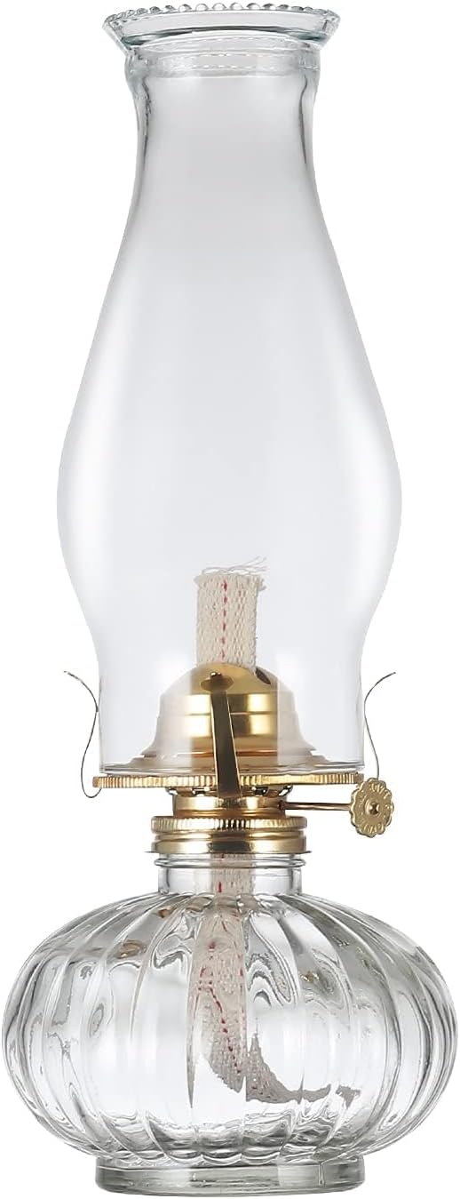 Large Glass Kerosene Oil Lamp Lantern Vintage Oil Lamps for Indoor Use Decor Chamber Hurricane Lamp Home Lighting Clear Kerosene Lamp Lanterns…