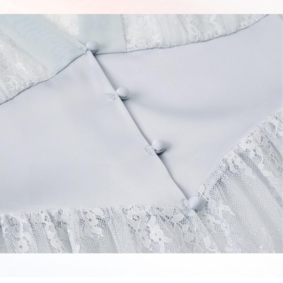 Batas De Casa Mujer Verano Conjunto Sexy De Vestido Lencero/Bata Push-Up De Encaje Sin Espalda