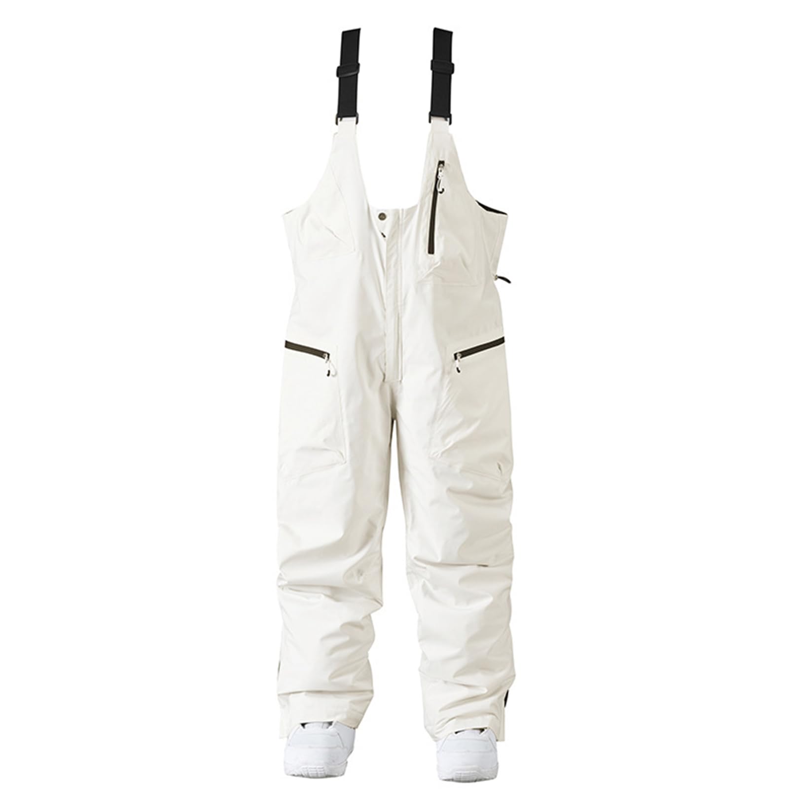 YEEFINE Womens&Men's Ski Bibs Snow Pants Insulated Snowboard Waterproof Warm Winter Overalls Windproof Outfits(White,M)