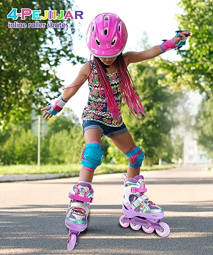 Einhorn Inliner für Mädchen Kinder Größen Verstellbar Mit Allen Leuchtenden Rädern Regenbogen...