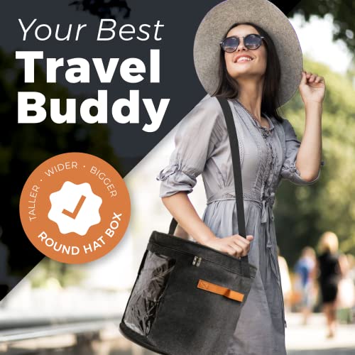 Aylan Hat Storage Box,Hat Box,Stackable Round Bag Hats Organizer, Travel Collapsible Hat Boxes For Women&Men, Cowboy Hat, Foldable Cap Boxes, With Lid, Faux Leather Handles And Shoulder Strap #TOP2