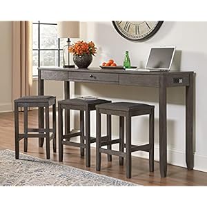 Signature Design by Ashley Rokane Urban Farmhouse Counter Height Dining Room Table Set with 3 Bar Stools, Brown Signature Design by Ashley Rokane Urban Farmhouse Counter Height Dining Room Table Set with 3 Bar Stools Brown