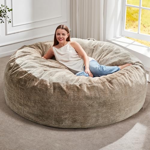 Hobestluk Bean Bag Chair for Adult Giant Beanbag with Filler Brown 5FT