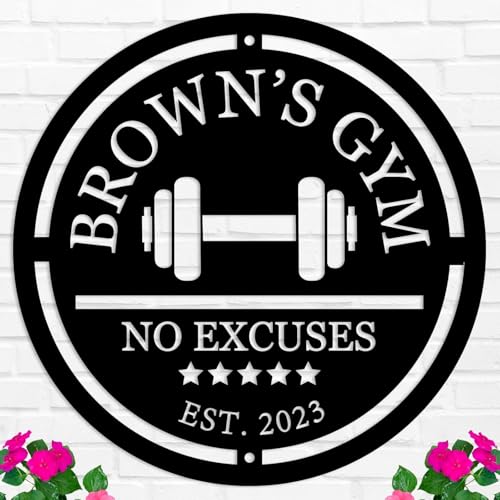 Decoración personalizada de gimnasio en casa, letrero de metal personalizado para gimnasio, decoración de sala de entrenamiento, arte de pared de gimnasio de metal personalizado, regalos para los