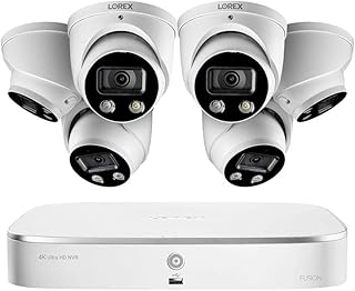 Lorex 4KHDIP86D-2 4K Smart Deterrence 8 Channel Surveillance System w/ N842A82 4K 2TB NVR and 6 E892DD 4K Smart Deterrence Dome Cameras