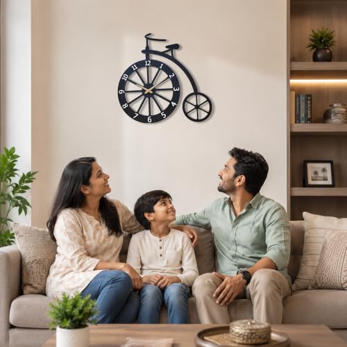 Image of Auromin Cycle Wall Clock for Living Room & Bedroom | Stylish Bicycle Unique Decorative Wall Clock | Modern Big Size Wall Watch for Home, Office & Hall | Unique Vintage-Inspired Home Decor Item