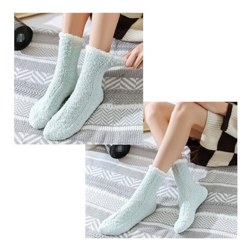 Image of Women's Fuzzy Socks 5 Pair Pack - Fluffy Cozy Warm Winter Slippers, Comfy Cabin Plush Sleep Home Soft Socks