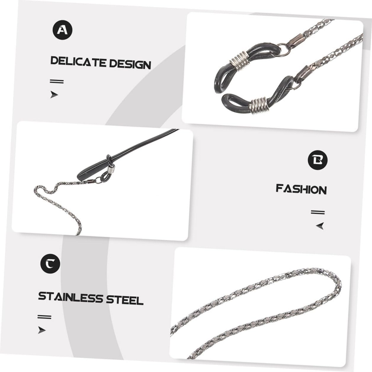 Didiseaon 6pcs Metal Eyeglass Chains Hollow Link Glasses Strap for Women and Men, Secure Eyewear Accessory for Outdoor Sports and Daily Use, Silver