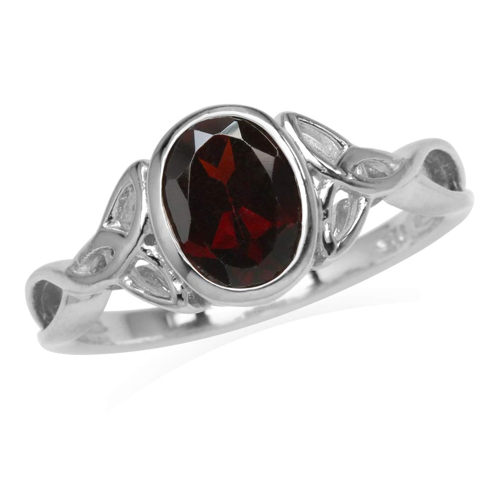 Silvershake Triquetra Trinity Celtic Knot Design Bezel Set Birthstone Gemstone 925 Sterling Silver Ring