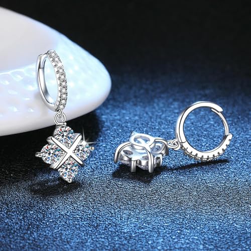 Boucles d'oreilles croix argent sterling et moissanite classiques pour femme - 3