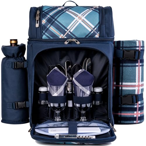 ALLCAMP Picnic Basket Backpack Cooler for 2 Person with 2 Insulat...