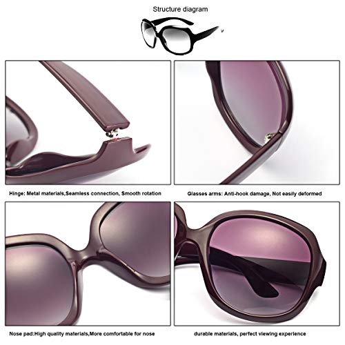 Polarized Sunglasses for Women, AkoaDa UV400 Lens Sunglasses for Female Fashionwear Pop Polarized Sun Eye Glass (RED) - Thumbnail 4