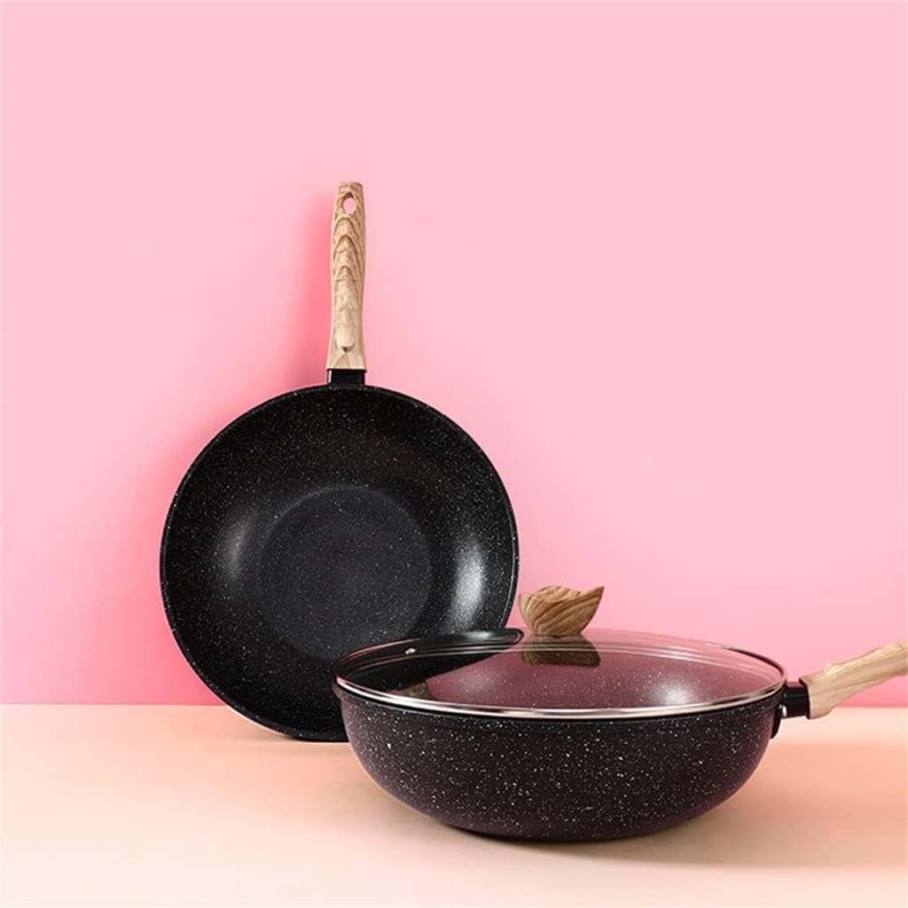 Healthy Traditional Wok Cooking Pot Cover Induction Cooker Gas Wok Frying Pan Frying Pan Kitchenware (Color : A, Size : 32 * 53.5 * 9.5cm)