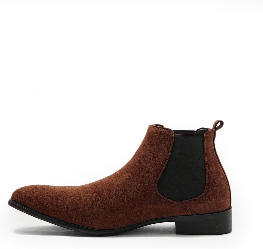 Men's Chelsea Boots Suede Casual Ankle Boots Dress Boots Elastic Slip on Boots for Men Classic Shoes