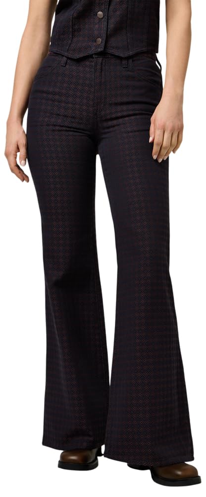 Wrangler Women's 70S Flare Fit Flare Leg Jeans, Mahogany, 30W x 32L