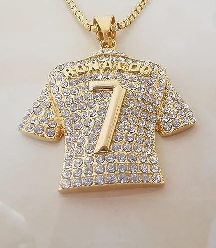 18K Gold-plated | Silvery-plated Soccer Jersey Number 7 Necklace for | No.7 Football Star Necklace for Men Women | Soccer Player Pendant Hip Hop Necklace4