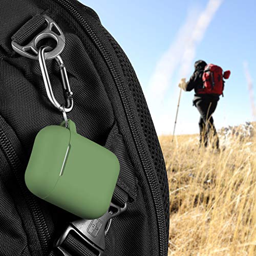 Image of AirPods Case Cover with Keychain, Full Protective Silicone AirPods Accessories Skin Cover for Women Girl with Apple AirPods Wireless Charging Case,Front LED Visible-Olive Green