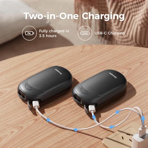 OCOOPA Handwärmer Elektrisch 2 Pack mit Magnetische, Tragbare Heizung 5000mAh, 3 Stufen Heizung, Kompakt für Handschuhe, Tasche, Winter-Essentials, Adventskalender Füllung Geschenke für Männer Frauen