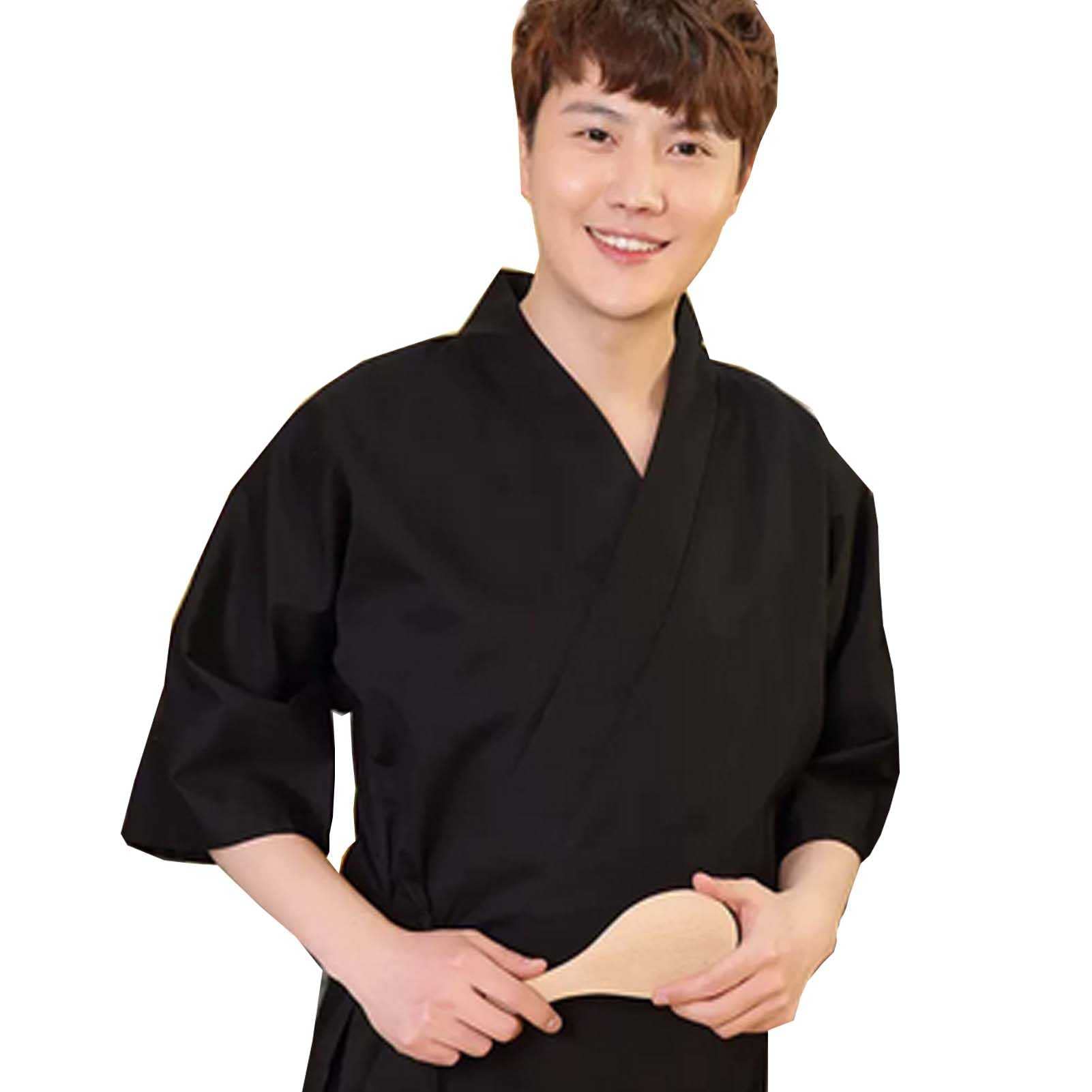 FAXIOAWA Chaqueta de Chef de Sushi Unisex, Uniforme de Media Manga de Estilo japonés, versión clásica, Chaqueta de Camarero de Cocina de Hotel Transpirable