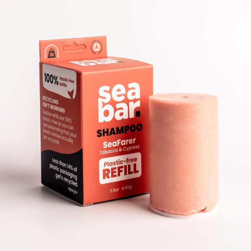 SeaFarer - Recambio de barra de champú para el cabello totalmente natural, vegano, sin sulfatos, respetuoso con el medio ambiente, sin residuos,