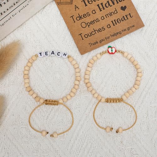 Artlunar Teacher Appreciation Gift 2 Pcs Teacher Bracelet, Teachers' Day Back to school Graduation Birthday Valentine Retirement End of Year Gifts from Student3