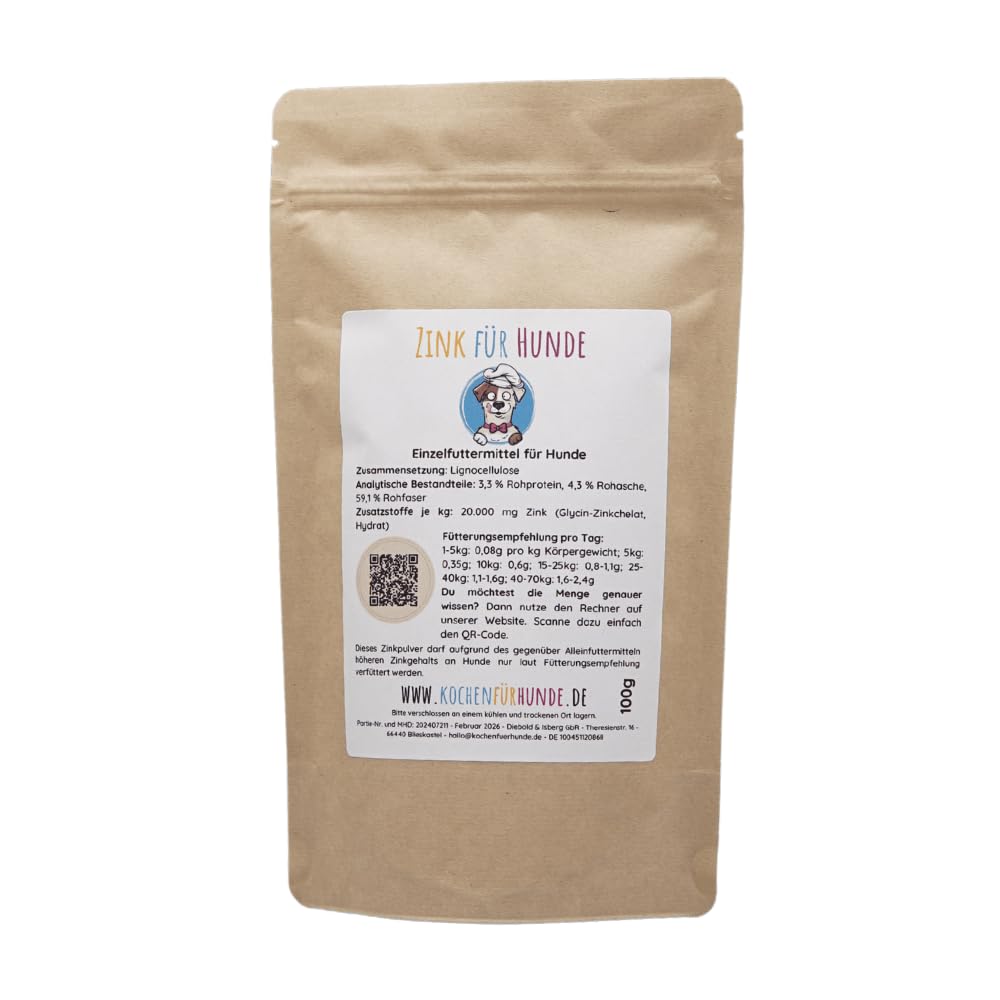Zink-Ergänzung für Hunde, Zinkchelat 20.000mg/kg, Zink für Hunde